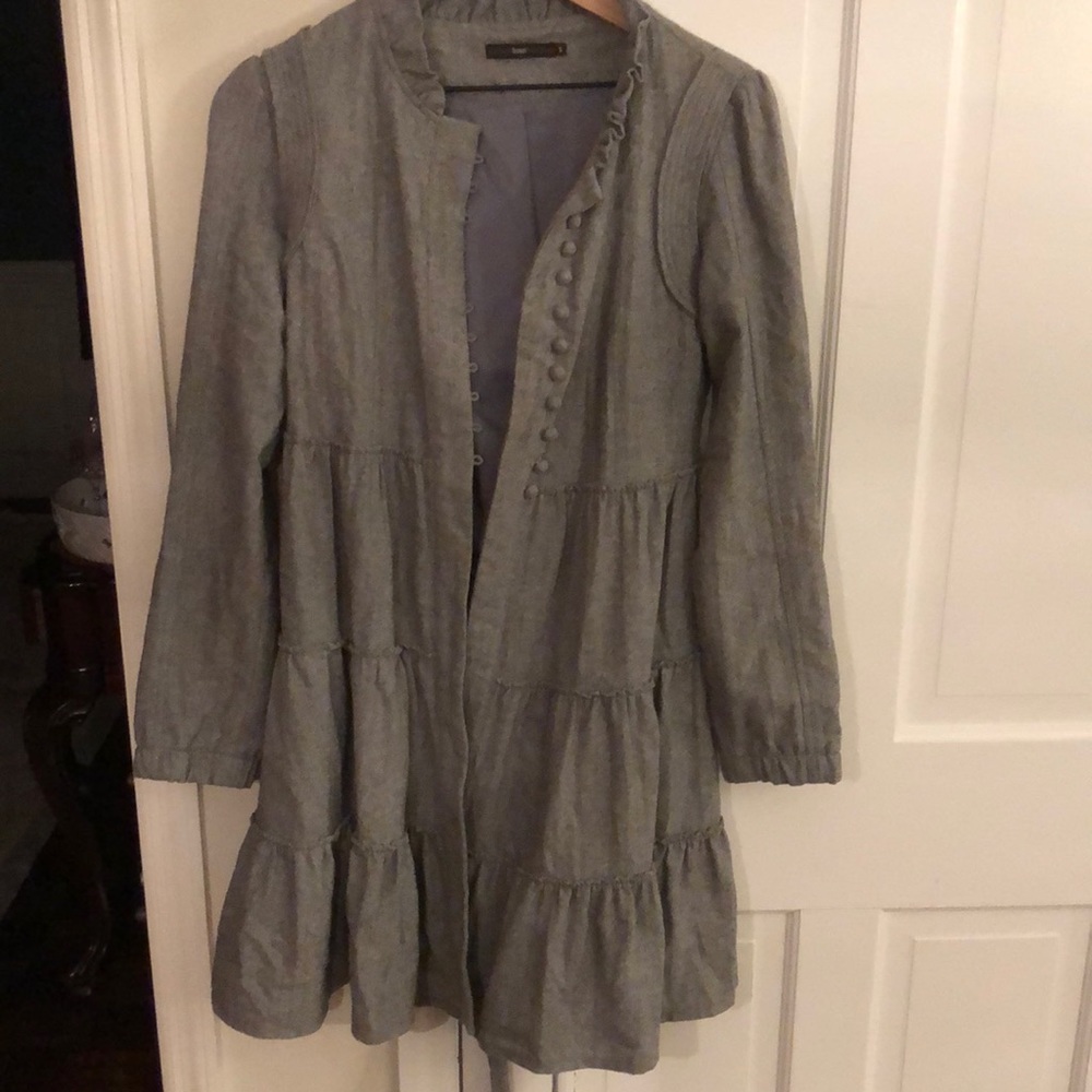 Grey Tiered Coat w button detail